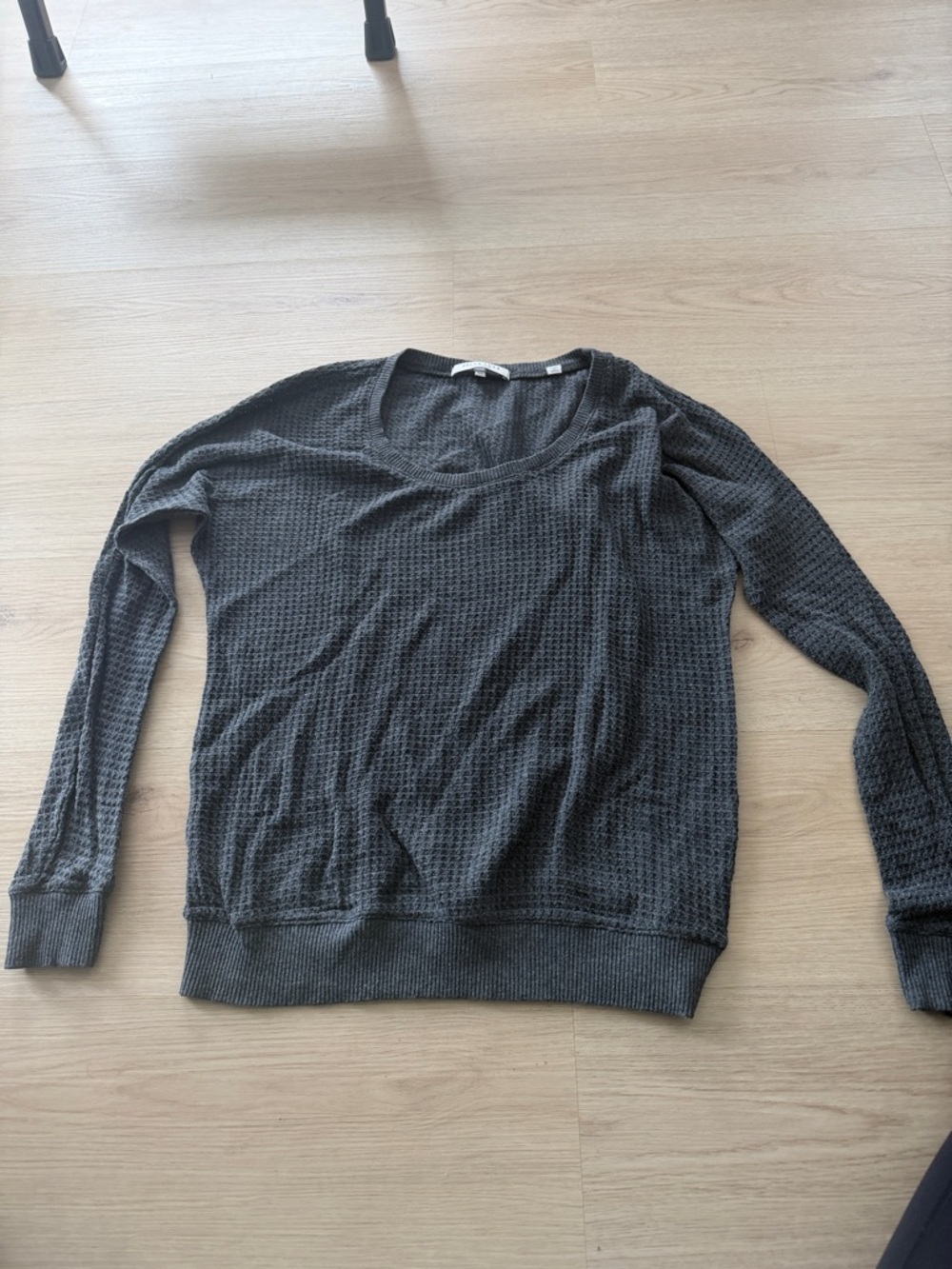 Bella Luxx Women's Waffle Knit Crewneck - Charcoal